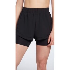 CALIA Women Black Run Mid-Rise 2-In-1 Infinity Shorts 5 Inch Inseam XS NEW